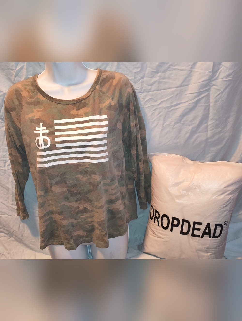 Drop Dead 3/4 Sleeve Camo Top